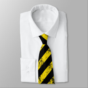 Cravate Black Yellow Grunge Caution Tape Stripes Pattern