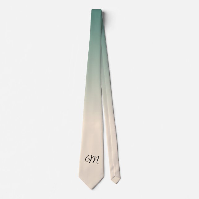 Cravate Blanc Antique et Couleurs Ombre Vert Hiver (Devant)