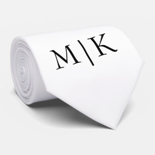 Cravate Blanc et noir Monogramme moderne