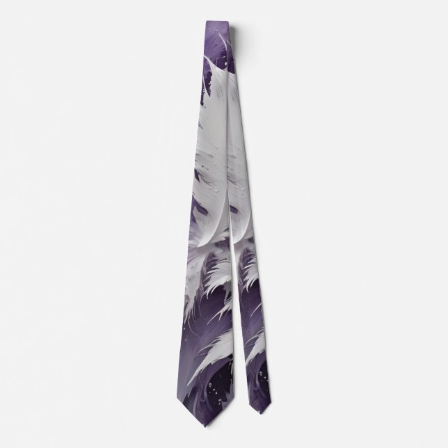 Cravate Blanc plumeux et violet (Devant)