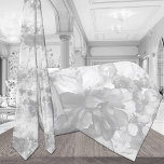 Cravate Blanc Sur Blanc Cascadé Peonies gris pâle Mariage<br><div class="desc">Un cravate mariage couleur noir et blanc muet avec une version gris clair ou opaque de ma cravate numéro un,  "Marine Blue & White Cascading Peonies Mariage Necktie."</div>