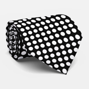 Cravate Blanc sur noir grand format Pois horizontaux