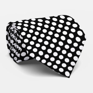 Cravate Blanc sur Noir Grand Taille Pois