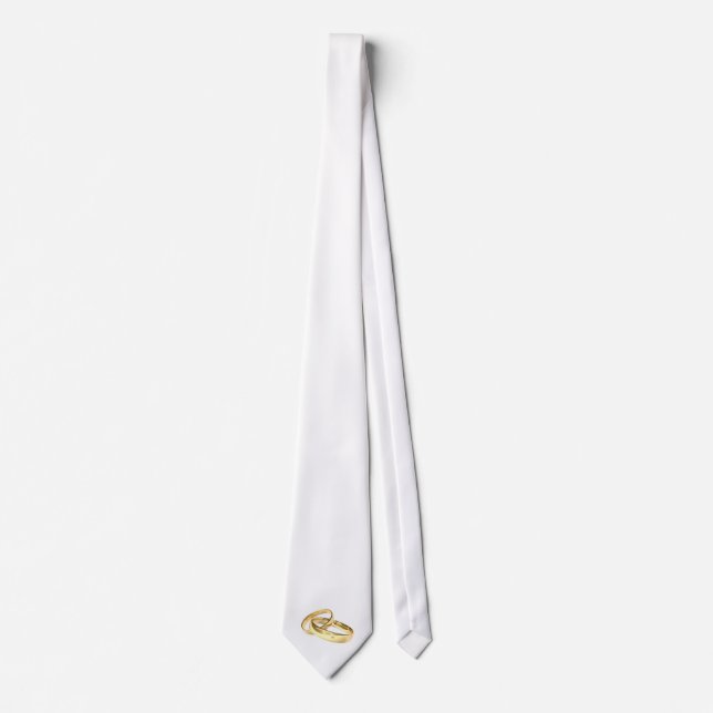 Cravate Blanche Avec Bagues Mariages (Devant)