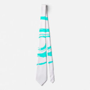 Cravate blanche avec Big Cyan Twirl