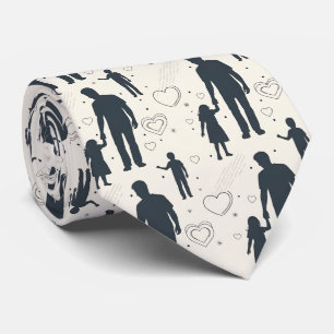 cravate blanche avec motif père et fils