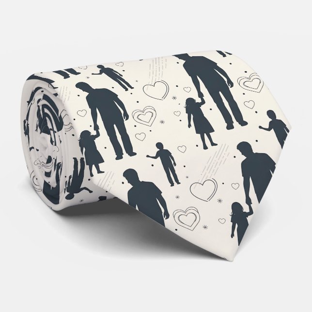 cravate blanche avec motif père et fils (Roulé)