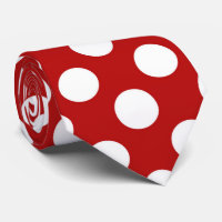 Cravate blanche rouge de motif de point de polka