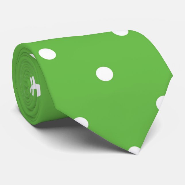 Cravate blanche verte de point de polka de motif (Roulé)