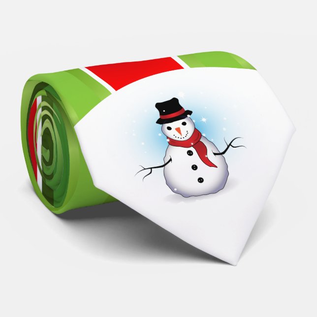 Cravate Blancs rouges et verts avec Snowman sur (Roulé)