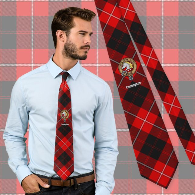 Cravate Blason de Clan Cunningham sur tartan (Créateur téléchargé)