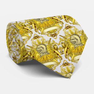 Cravate Blason de la famille Chevalier Jaune Bouclier