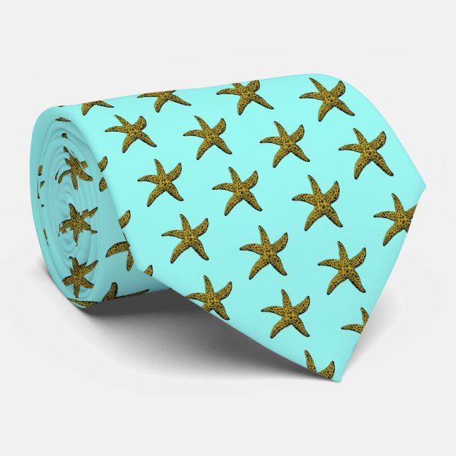 Cravate Blason Dessin Étoile de Mer Vintage (Roulé)