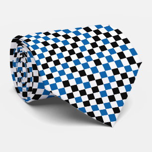 Cravate Bleu à carreaux noir et blanc