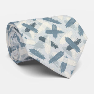 Cravate Bleu Ardoise Faux Soie Style Designer Abstrait