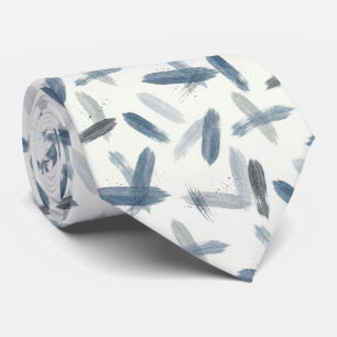 Cravate Bleu Ardoise Faux Soie Style Designer Abstrait