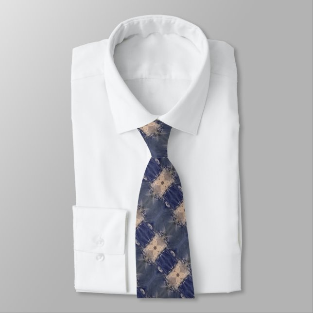 Cravate Bleu avec beige (Attaché)