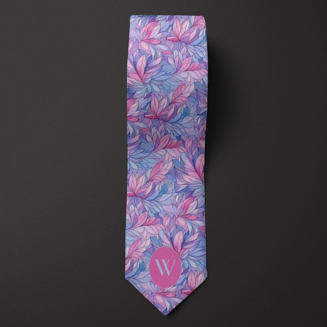 Cravate Bleu Barbeau et Aquarelle Mauve (Créateur téléchargé)