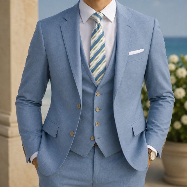 Cravate Bleu Beige Rayé Classique Prépa (Créateur téléchargé)