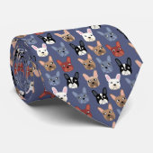 Cravate bleu Bulldog français (Roulé)