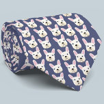 Cravate bleu Bulldog français blanc et crème<br><div class="desc">Un amusant petit motif blanc ou crème français Bulldog ou français sur un arrière - plan bleu. Idéal pour tous les amoureux de les chiens,  gardiens de chiens,  marcheurs de chiens et vétérinaires. Art original de Nic Squirrell.</div>