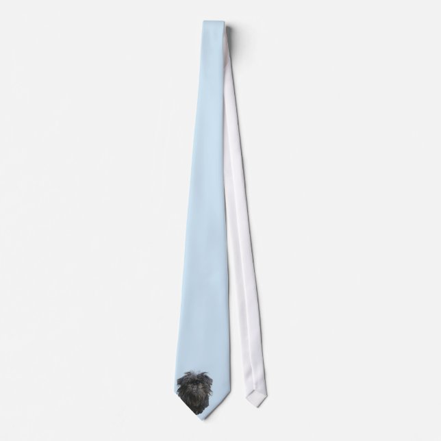 Cravate Bleu d'Affenpinscher avec les diamants blancs (Devant)