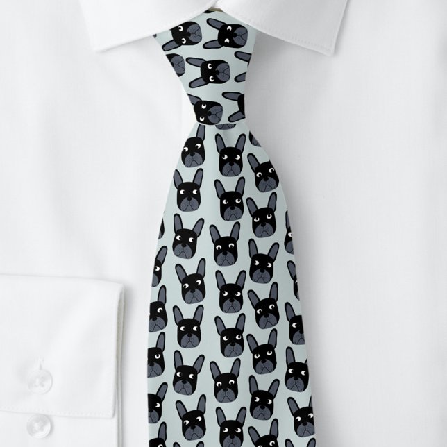 Cravate bleu de Bulldog (French Bulldog fun neck tie for dog lovers)