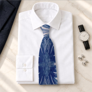 Cravate Bleu Élégant Damassé Toile de Jouy Française