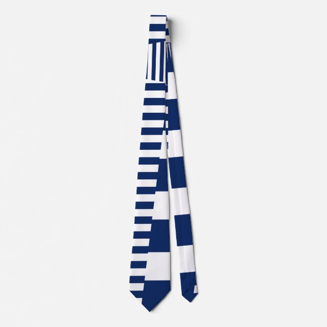 Cravate Bleu et blanc sur bandes (Devant)