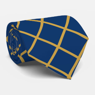 Cravate Bleu et croix or simples
