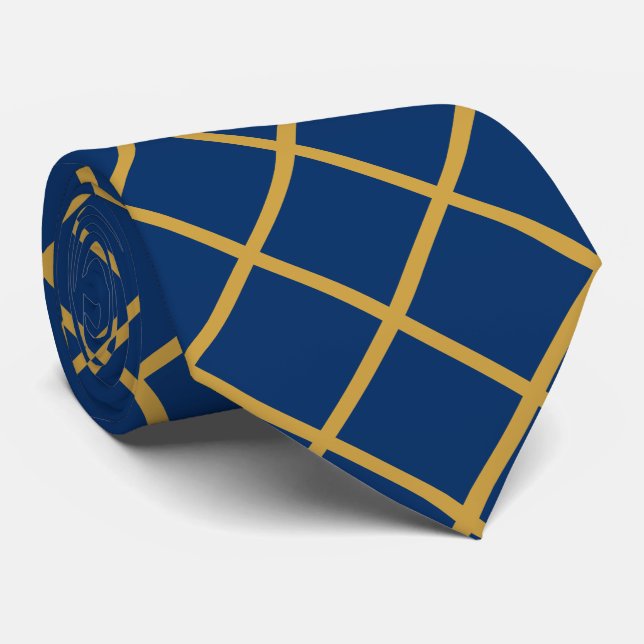 Cravate Bleu et croix or simples (Roulé)