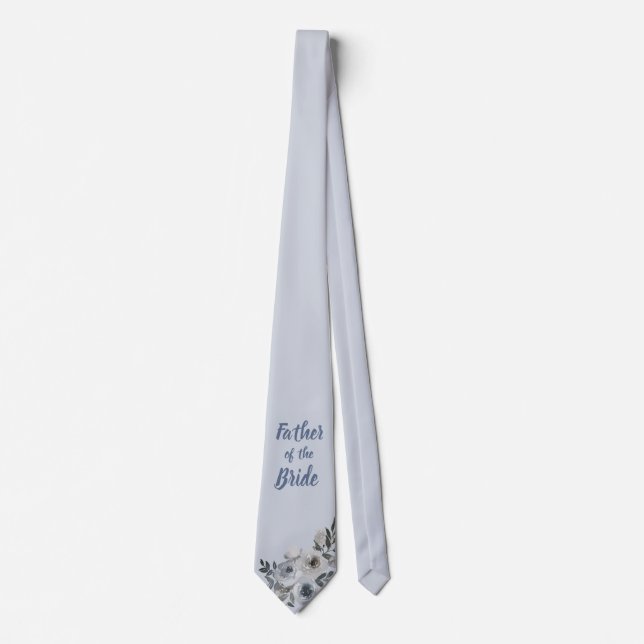 Cravate Bleu et gris floral père de la mariée (Devant)
