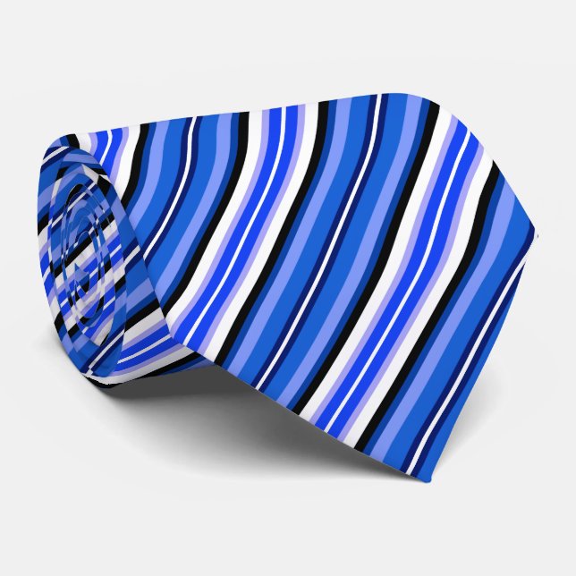 Cravate Bleu et noir et blanc (Roulé)