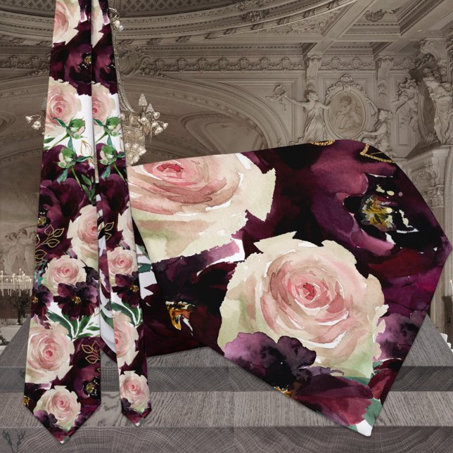 Cravate Bleu étincelant Bordeaux Desdia Mariage Rose (Créateur téléchargé)