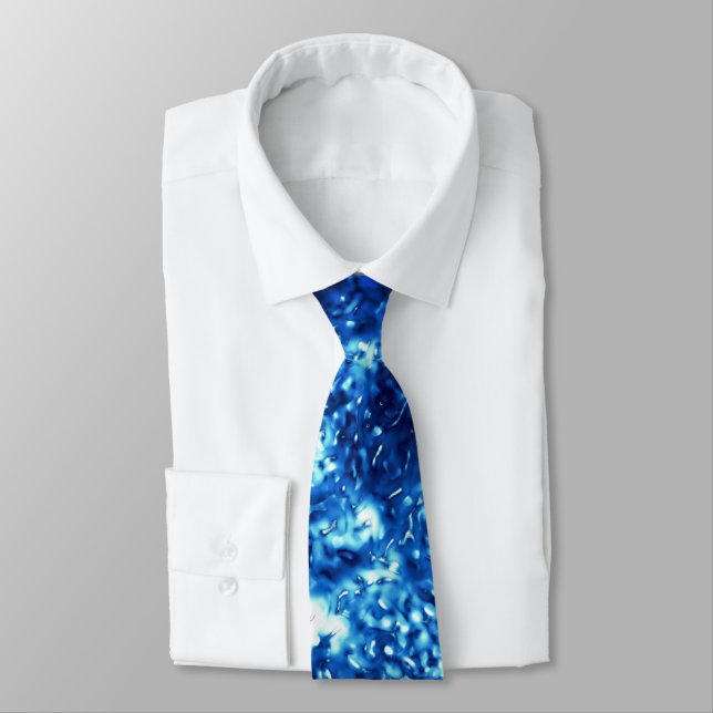 Cravate Bleu flashy taché ressemble à du verre dépoli (Attaché)