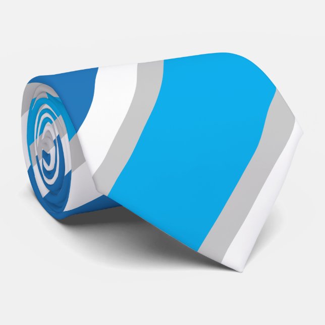 Cravate Bleu géométrique simple Gris et Bleu (Roulé)