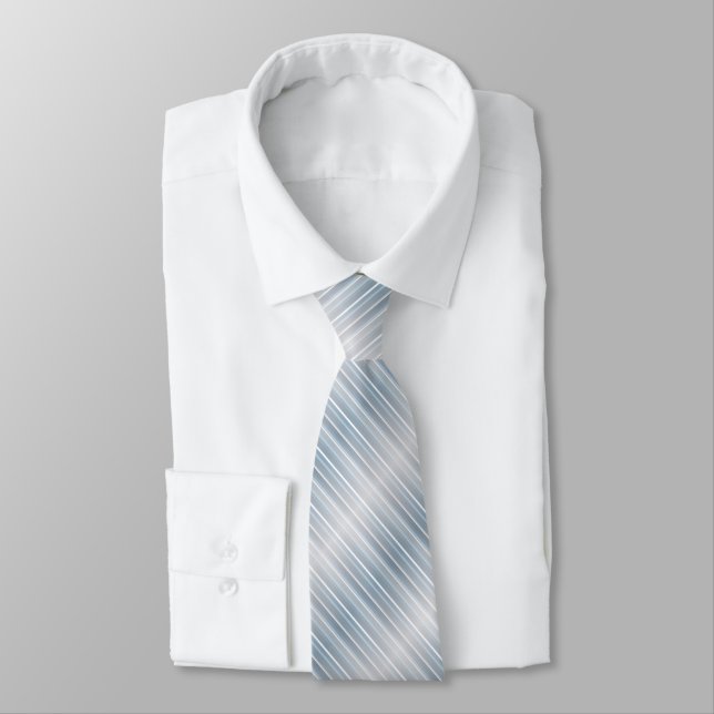 Cravate Bleu gris rayé élégant (Attaché)