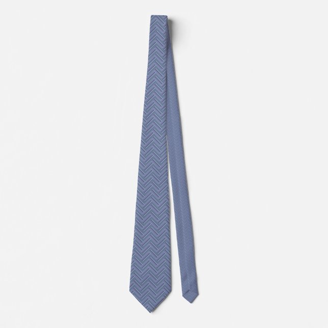 Cravate Bleu gris rayures motif double tissage (Devant)