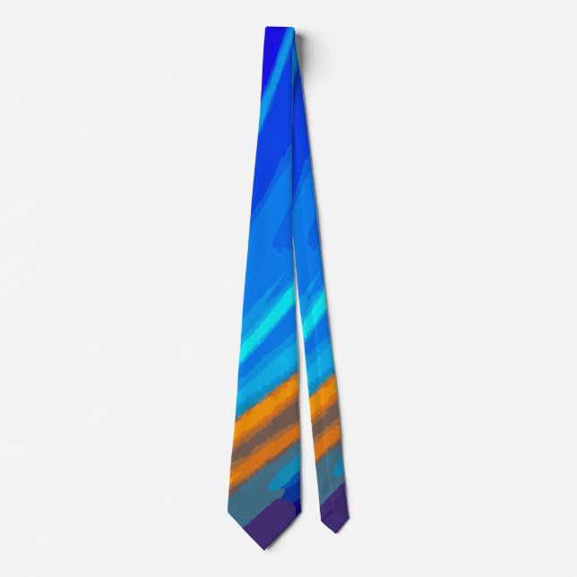 Cravate Bleu Jaune Rouge Vague Abstraite | Couleur Moderne (Devant)