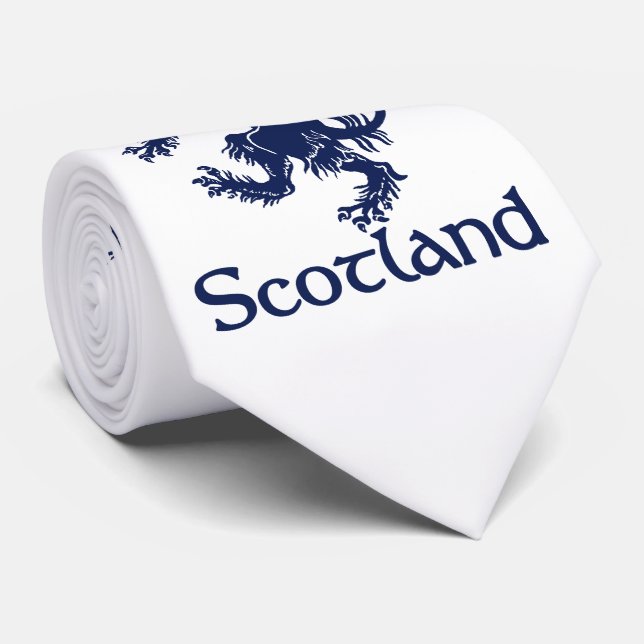 Cravate Bleu marine effréné écossais de lion (Roulé)