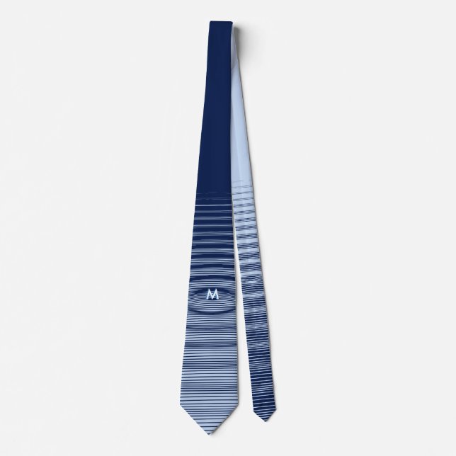 Cravate Bleu marine élégant sur vague graphique ondulée bl (Devant)