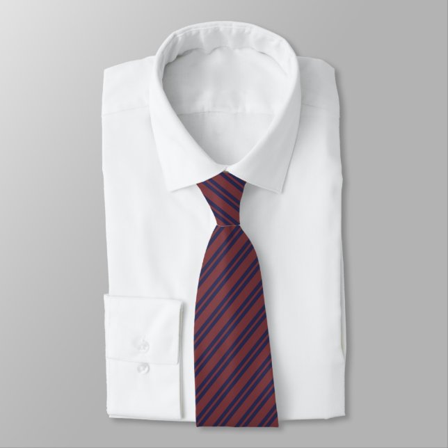 Cravate bleu marine et marron rayures mariage des hommes d (Attaché)