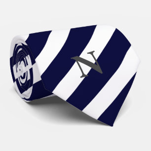 Cravate bleu marine moderne blanc