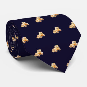 Cravate Bleu Nuit Vintage Motif Voiture Enfant Jouet
