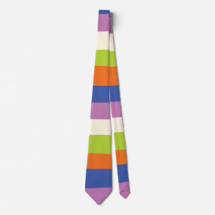 Cravate Bleu, orange, violet, vert et