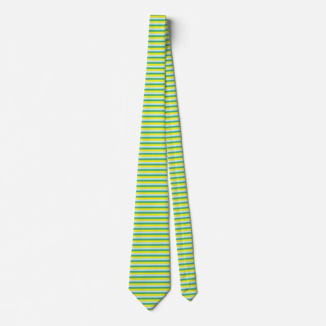 Cravate Bleu pâle, vert d'eau et jaune (Devant)