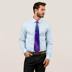 Cravate Bleu rose Turquoise Abstrait Marbling Ebru Art