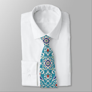 Cravate Bleu Rouge Vert Blanc Portugais Azulejo Motif