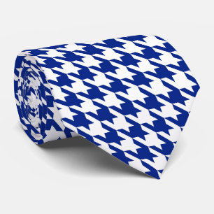 Cravate Bleu royal blanc Pied de Poule Houndstooth