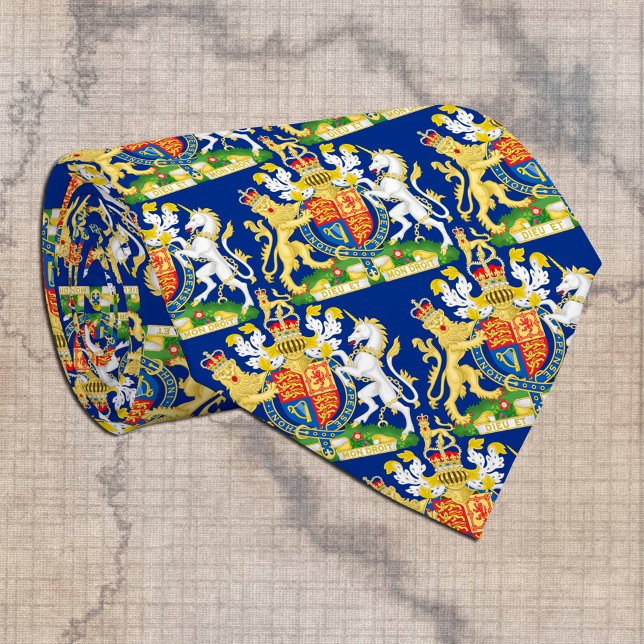 Cravate Bleu Royaume-Uni Armoiries, drapeau britannique (Créateur téléchargé)